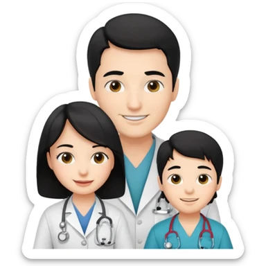 doctor black hair helping a kid sticker