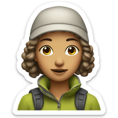 A beautiful girl bent at a ninety-degree angle, no shadows, ski maps. sticker