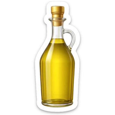olive oil bottle object icon, glass bottle with golden olive oil, 3D cartoon, mobile game icon style, clean background, no text, no watermark
 sticker