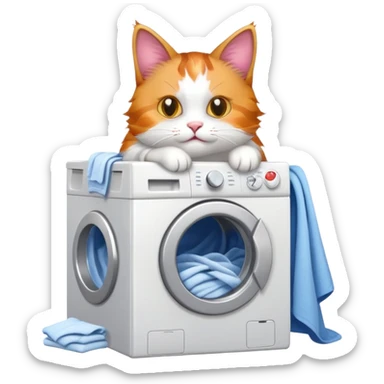 Cat doing laundry  sticker
