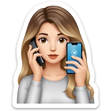 Realistic balage hair  woman calling on cell phone sticker