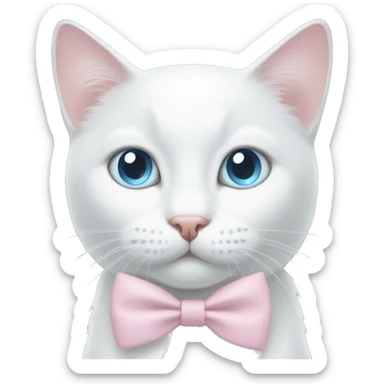 White cat light pink bow light blue eyes  sticker