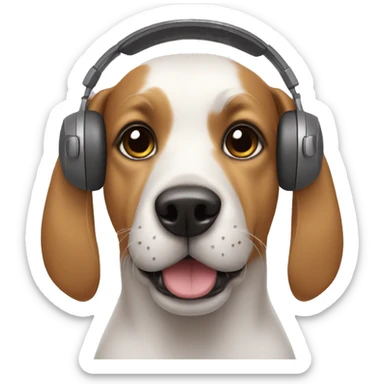 Dog wearing a headphone sticker