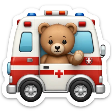 fetish teddy bear inside an ambulance driving an ambulance sticker