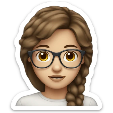  A girl with brown hair,blues eyes ans White glasses  sticker