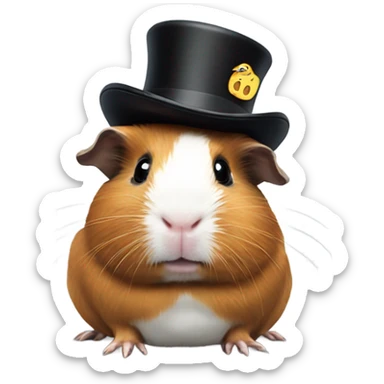 Guinea pig wearing a top hat sticker
