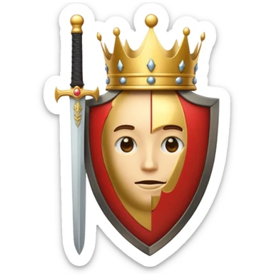 Powerful emoji with only sword, shield and crown sticker