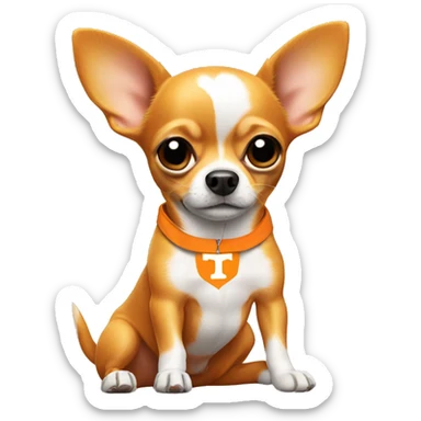 chihuahua wearing University of Tennessee orange sticker