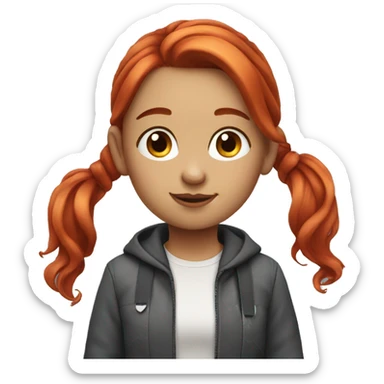 girl with 2 pony hairstyle red hair sticker