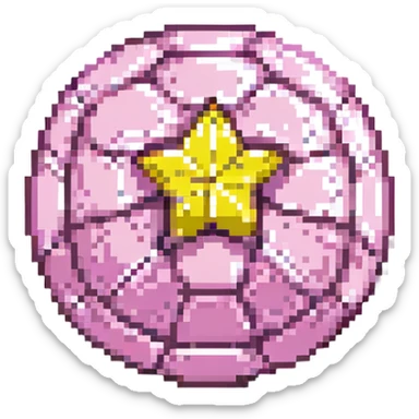 A pink and shining football with a yellow star sticker