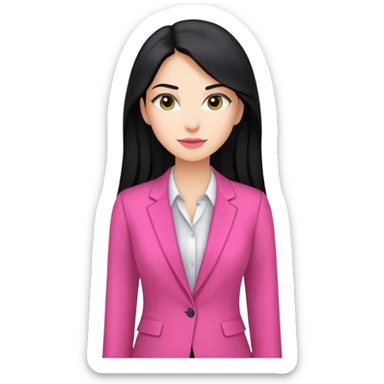 Business chlothes pink woman caucasian long black hair girl sticker