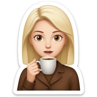Woman drinking coffee and The edges of the eyes are wide open. sticker
