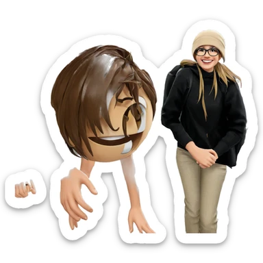 girl smiling under a tree sticker