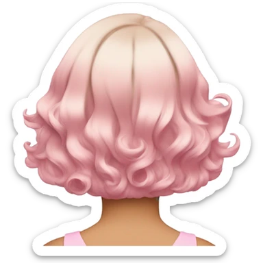 Pink wavy short hair back view sticker