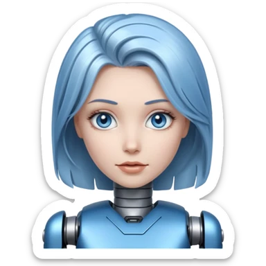 female different hair color metalic robot face sticker