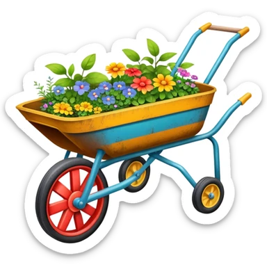 colorful wheelbarrow garden cart sticker