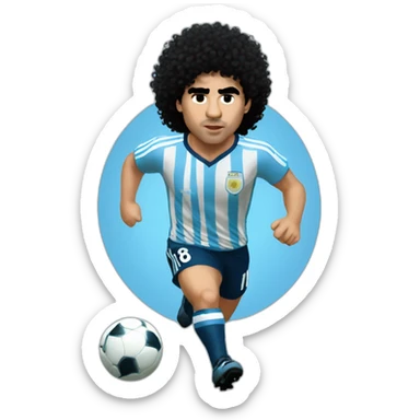 Curly hair Maradona run 86 argentina sticker