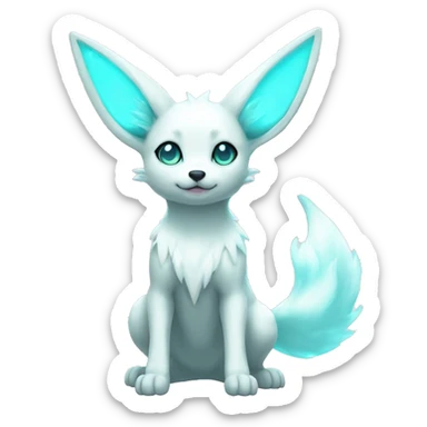 Shiny White Angelic Electric Albino Umbreon. cyan eyes and cyan markings. full body sticker