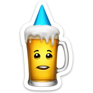 Beer with partyhat  sticker