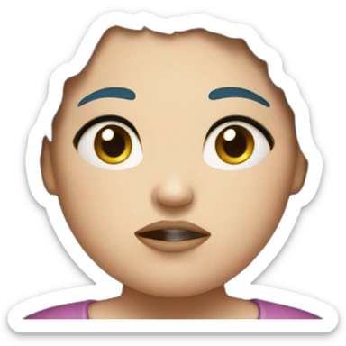 obese girl, bleu hairs, really angry sticker