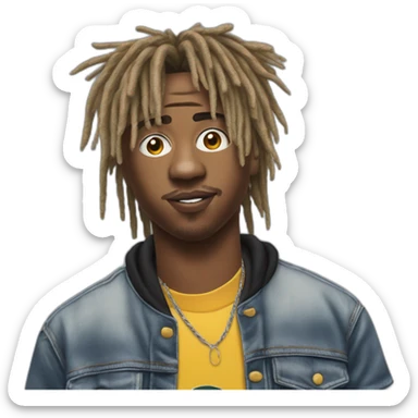 Juice wrld le rappeur américain décédé en 2019 en format réaliste avec le bouc et les dread locks courtes sticker