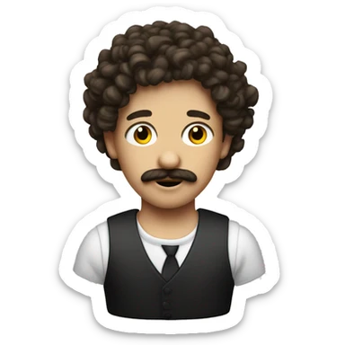 curly brunette psycho with a moustache sticker