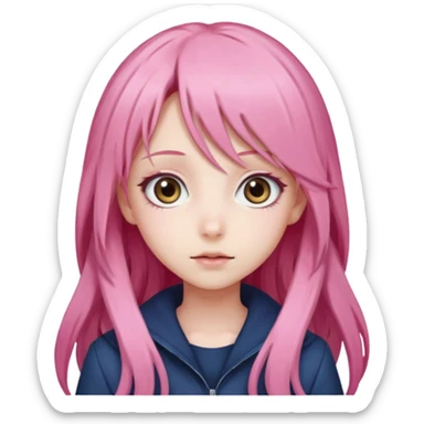 Anime girls with long pink hair sticker