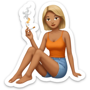 femme pieds nus qui fume sticker
