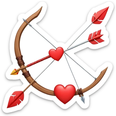 red bow and arrow with heart sticker