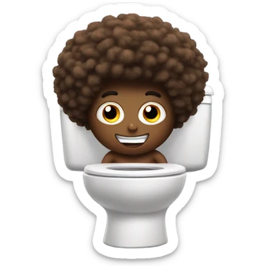 Poo with Afro hair with 2 legs running away from toilet sticker