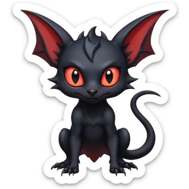 Futuristic Gothic Black Cute Dark Abyssal Vampiric Batty Ethereal Modern Salandit-Litten-Noibat-Abyss-Lykoi-Fakémon-creature-hybrid Full Body sticker