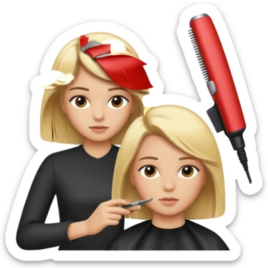 A girl that is getting her hair cut sticker