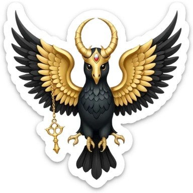 holy saint emblem with black wings with horn sticker