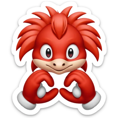 knuckles a red animal with peach arms and white mittens that have no fingers , he’s a echidna with red eyes sticker