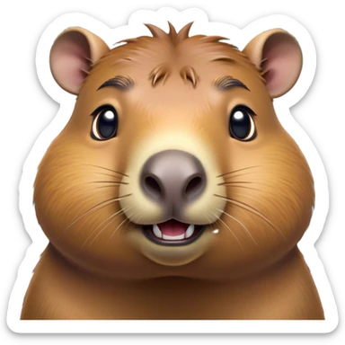 Cinematic Comical Capybara Portrait Emoji, Head tilted dramatically with an exaggeratedly shocked expression, featuring a robust, rotund build with wide, comically expressive eyes full of humorous disbelief, Simplified yet hilariously expressive features, highly detailed, glowing with a slightly sassy natural glow, high shine, dramatic yet playful, stylized with an air of quirky charm, soft glowing outline, capturing the essence of a meme-worthy capybara that looks ready to side-eye its way into viral fame! sticker