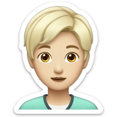 Korean with short bleached blond hair sticker