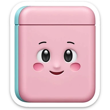 small rectangular eraser, clean matte surface, softly rounded edges, pastel pink color, detachable paper sleeve halfway around, slightly worn corner or light smudge, no pencil or extras, apple emoji style, soft lighting, subtle shadows, transparent background, emoji scale sticker
