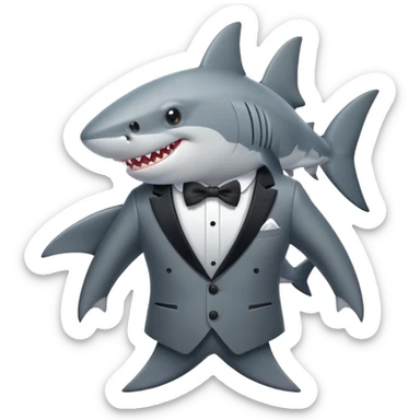 shark wearing a tuxedo sticker