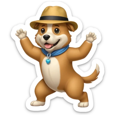Big dog dancing with a hat sticker