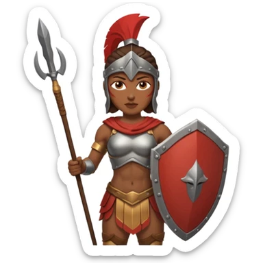woman spartan warrior holding spear and shield sticker