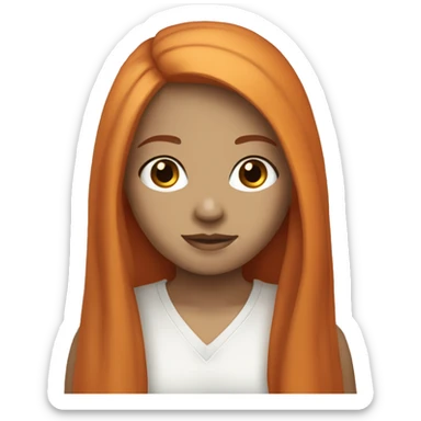 white skinned brown eyed girl with straight long orange hair sticker