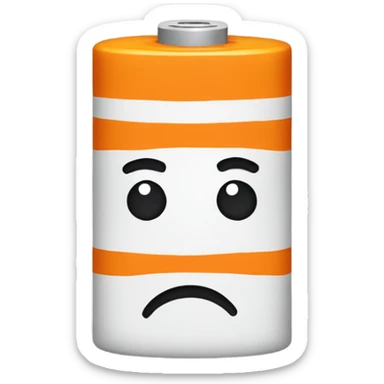 Orange battery frowning sticker