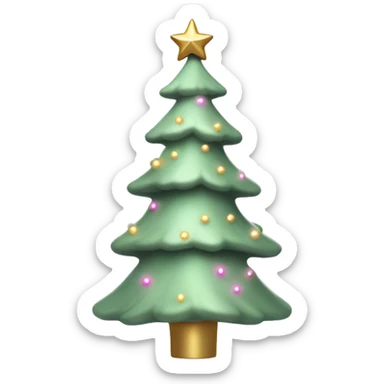 Sage green Christmas tree with baby pink lights and suttle gold star on the top sticker