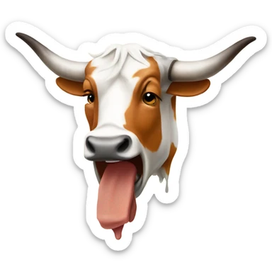 Very sad Texas longhorn crying large tears from his eyes and his mouth open sticker