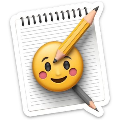 Emoji pencil writing on paper sticker