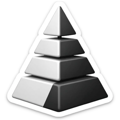 2D triangle with squares stacking up inside to demonstrate a social hierarchy (all black and white) sticker
