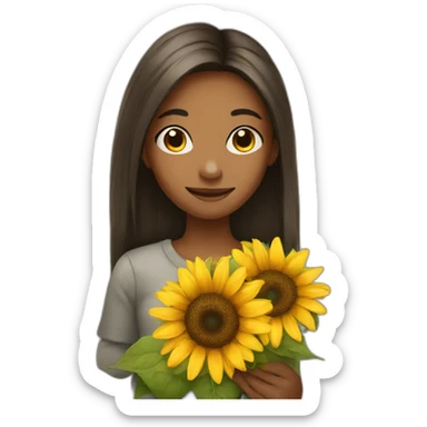 girl holding sunflower sticker