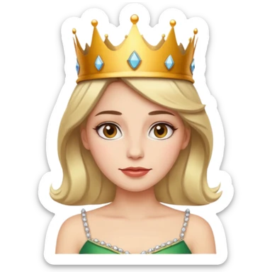 Give me an emoji of a women wearing neutral makeup with a crown. She is looking very smug sticker