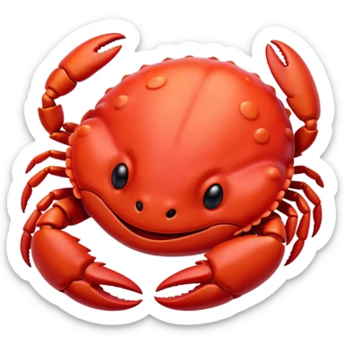 Meme-Worthy Cute Sleeping Red Crab Portrait Emoji, Head resting peacefully with a contented smile, showcasing a robust, vivid scarlet carapace and softly closed eyes in serene slumber, Simplified yet adorably endearing features, highly detailed, glowing with a soft, drowsy ocean light, high shine, relaxed and utterly lovable, stylized with an air of playful laziness, soft glowing outline, capturing the essence of a sleeping red crab that feels destined to become the next viral icon of adorable rest! sticker
