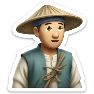 Chinese peasant photorealistic sticker